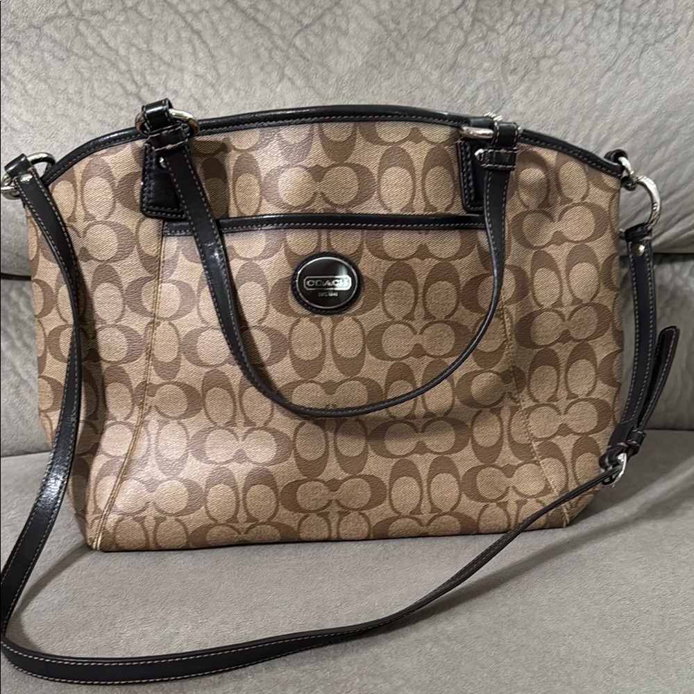 Coach Peyton Signature Bag-Two Handle Shoulder Bag w/ Removable Adjustable Strap